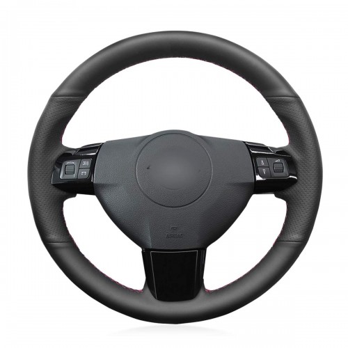 Loncky Black Genuine Leather Custom Fit Car Steering Wheel Cover for Opel Astra 2004 2005 Corsa 2009 Zaflra 2004 2005 2006 Accessories