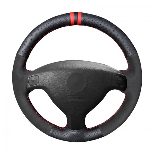 Loncky Auto Custom Fit OEM Black Suede Leather Car Steering Wheel Cover for Opel Astra (G) 1998-2004 Zafira (A) 1999-2005 Agila (A) 2000-2004 Buick Sail Accessories