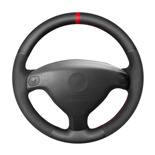 Loncky Auto Custom Fit OEM Black Genuine Leather Suede Car Steering Wheel Cover for Opel Astra (G) 1998-2004 Zafira (A) 1999-2005 Agila (A) 2000-2004 Accessories