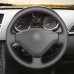 111Loncky Car Custom Fit OEM Black Genuine Leather Steering Wheel Cover for Peugeot 207 Expert Partner Citroen Berlingo Jumpy Fiat Scudo Toyota Proace