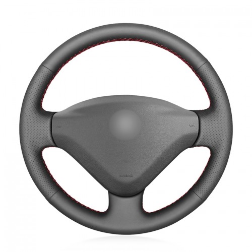 Loncky Car Custom Fit OEM Black Genuine Leather Steering Wheel Cover for Peugeot 207 Expert Partner Citroen Berlingo Jumpy Fiat Scudo Toyota Proace