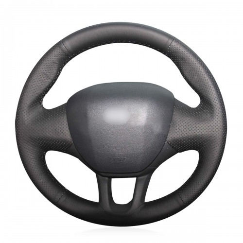 Loncky Auto Custom Fit OEM Black Genuine Leather Steering Wheel Covers for Peugeot 208 2011 2012 2013 2014 2015 2016 2017 2018 2019 Peugeot 2008 2013-2019 Accessories