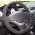 111Loncky Auto Custom Fit OEM Black Genuine Leather Black Suede Steering Wheel Cover for 2012 2013 2014 Peugeot 308 Accessories