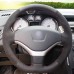 111Loncky Auto Custom Fit OEM Black Genuine Leather Black Suede Steering Wheel Cover for 2012 2013 2014 Peugeot 308 Accessories