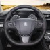 111Loncky Auto Custom Fit OEM Black Genuine Leather Steering Wheel Covers for 2014 2015 Peugeot 408 Accessories