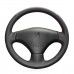 111Loncky Auto Custom Fit OEM Black Genuine Leather Steering Wheel Cover for Peugeot 206 2007 2008 2009 Peugeot 207 Citroen C2 Accessories 