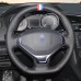 111Loncky Auto Custom Fit OEM Black Genuine Leather Steering Wheel Cover for 2013 2014 2015 Peugeot 3008 Accessories