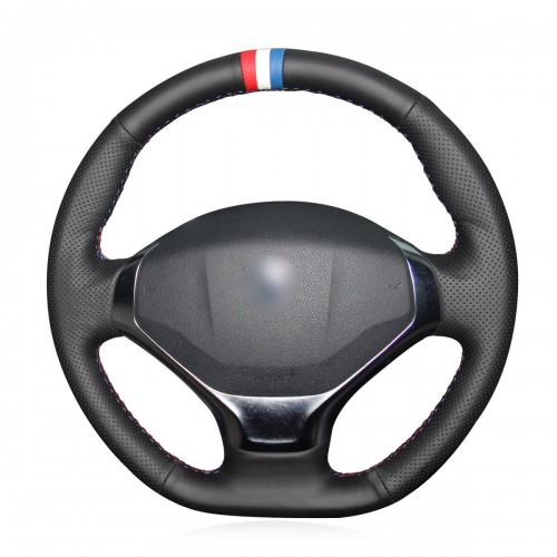 Loncky Auto Custom Fit OEM Black Genuine Leather Steering Wheel Cover for 2013 2014 2015 Peugeot 3008 Accessories