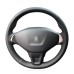 111Loncky Auto Custom Fit OEM Black Genuine Leather Steering Wheel Cover for Peugeot 301 Accessories