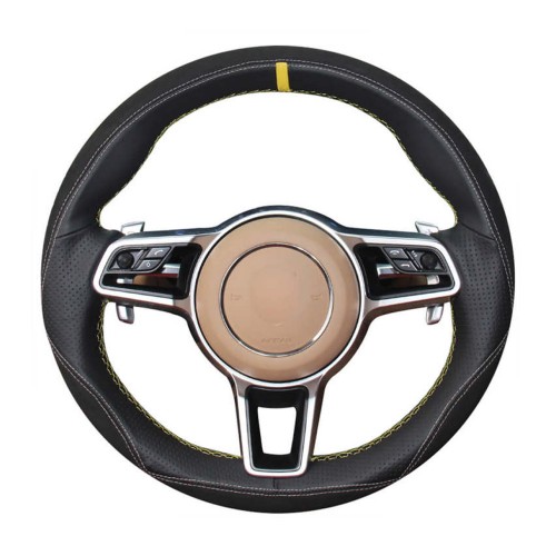 Loncky Auto Custom Fit OEM Black Genuine Suede Car Steering Wheel Cover for 2015-2017 Parsche Cayenne S Cayenne Base Cayenne E-Hybrid S Porsche Macan/2015 Porsche 918 Spyder/2017 Porsche 718 Boxster 718 Cayman Porsche 911/2016 Cayman GT4