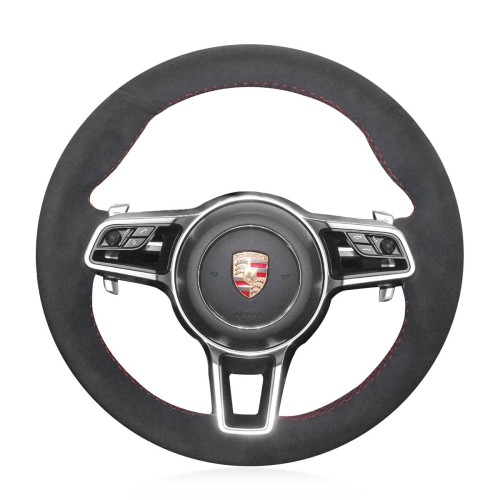 Loncky Auto Custom Fit OEM Black Suede Car Steering Wheel Cover for 2015-2017 Parsche Cayenne S Cayenne Base Cayenne E-Hybrid S Porsche Macan/2015 Porsche 918 Spyder/2017 Porsche 718 Boxster 718 Cayman Porsche 911/2016 Cayman GT4