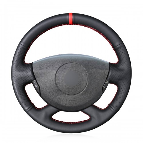 Loncky Auto Custom Fit OEM Black Genuine Leather Steering Wheel Covers for Renault Laguna 2004-2007 Vel Satis 2001-2005 Accessories