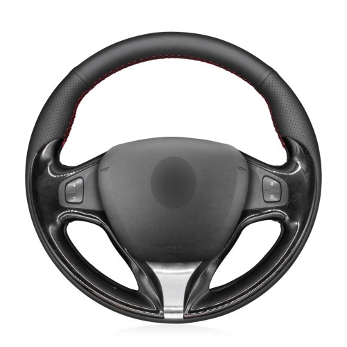 Loncky Auto Custom Fit OEM Black Genuine Leather Steering Wheel Covers for Renault Clio 2013-2016 / Captur 2013-2015 / Renault Samsung QM3 2013-2015 Accessories
