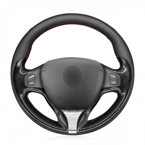 Loncky Auto Custom Fit OEM Black Genuine Leather Steering Wheel Covers for Renault Clio 2013-2016 / Captur 2013-2015 / Renault Samsung QM3 2013-2015 Accessories