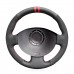111Loncky Auto Custom Fit OEM Black Genuine Leather Black Suede Steering Wheel Covers for Renault Megane 2 2002-2009 / Kangoo (ZE) 2008- 2013 / Scenic 2 2003-2009 / Grand Scenic 2004-2009 Accessories