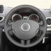 111Loncky Car Custom Fit OEM Black Genuine Leather Steering Wheel Cover for Renault Clio 3 2005 2006 2007 2008 2009 2010 2011 2012 2013 Accessories