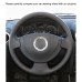 111Loncky Black Genuine Leather Custom Fit Car Steering Wheel Cover for Renault Logan 1 2009-2015 Renault Sandero 1 2009-2014 Renault Clio 2 2001-2005 for Lada Largus 1 2012-2019 for Nissan Almera 3