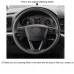 111Loncky Auto Custom Fit OEM Black Genuine Leather Suede Car Steering Wheel Cover for Seat Leon 5F Mk3 2013-2019 Seat Ibiza 6J 2016- 2019 Seat Arona 2018-2019 Seat Alhambra 2016-2019 Accessories