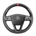 111Loncky Auto Custom Fit OEM Black Genuine Leather Suede Car Steering Wheel Cover for Seat Leon 5F Mk3 2013-2019 Seat Ibiza 6J 2016- 2019 Seat Arona 2018-2019 Seat Alhambra 2016-2019 Accessories