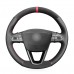 111Loncky Auto Custom Fit OEM Black Genuine Leather Suede Car Steering Wheel Cover for Seat Leon 5F Mk3 2013-2019 Seat Ibiza 6J 2016- 2019 Seat Arona 2018-2019 Seat Alhambra 2016-2019 Accessories