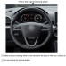 111Loncky Car Custom Fit OEM Black Genuine Leather Suede Steering Wheel Cover for Seat Leon 5F Mk3 2013-2019 / Ibiza 6J 2016-  2019 / Tarraco 2019 / Arona 2018-2019 / Ateca 2016-2019 / Alhambra 2016 2019