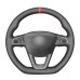 111Loncky Auto Custom Fit OEM Black Genuine Leather Car Steering Wheel Cover for Seat Leon Cupra R 2013-2019 / Leon ST Cupra 2013-2019 / Ateca Cupra 2016-2019 / Ateca FR 2016-2019 / Ibiza Cupra 2016-2019 Accessories