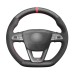 111Loncky Auto Custom Fit OEM Black Genuine Leather Suede Car Steering Wheel Cover for Seat Leon Cupra R 2013-2019 / Leon ST Cupra 2013-2019 / Ateca Cupra 2016-2019 / Ateca FR 2016-2019 / Ibiza Cupra 2016-2019 Accessories