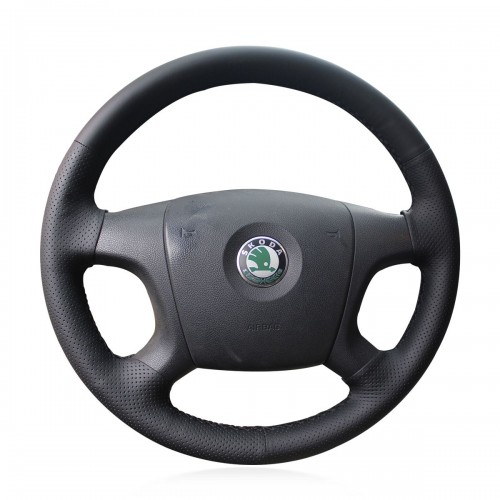 Præstation morder Frigøre Loncky Auto Custom Fit OEM Black Genuine Leather Car Steering Wheel Cover  for Skoda Octavia 2005 2006 2007 2008 2009 Skoda Fabia 2005 2006 2007 2008  2009 2010 Accessories