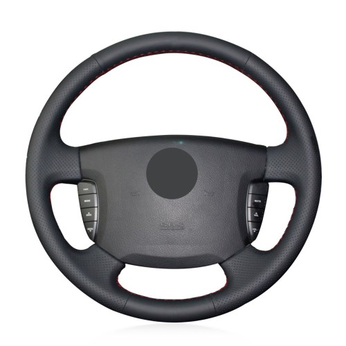 Loncky Auto Custom Fit OEM Black Genuine Leather Car Steering Wheel Cover for Ssangyong Actyon Kyron Accessories
