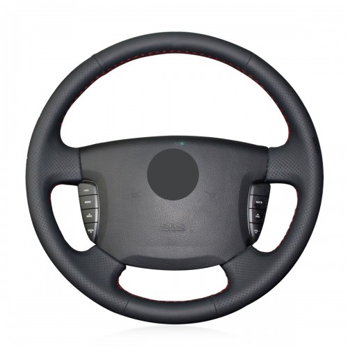 Loncky Auto Custom Fit OEM Black Genuine Leather Car Steering Wheel Cover for Ssangyong Actyon Kyron Accessories