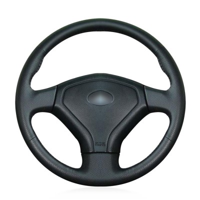 Loncky Auto Custom Fit OEM Black Genuine Leather Steering Wheel Covers for Subaru Forester 2005-2008 / Impreza 2005-2007 / Impreza WRX (WRX STI) 2005-2007 / Legacy 2005-2007 / Outback 2005-2007/for Saab 9-2X 2005-2006