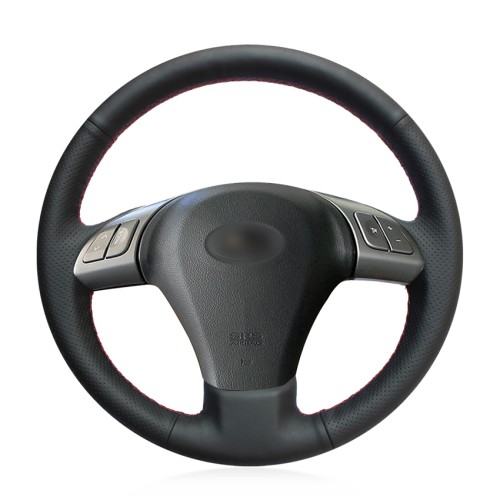 Loncky Auto Custom Fit OEM Black Genuine Leather Steering Wheel Cover for Subaru B9 Tribeca 2006-2007 Tribeca 2007 2008 2009 2010 2011 2012 2013 2014 Accessories