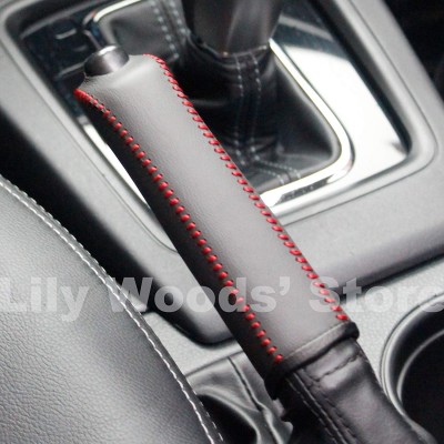 Loncky Car Black Genuine Leather Custom Fit Handbrake Cover for 2009-2017 Subaru Forester / 2013-2015 Subaru XV Crosstrek / 2016 2017 2018 Subaru Crosstrek / 2008-2017 Subaru Impreza / Outback / Subaru Legacy Interior Accessories