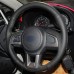 Loncky Custom Fit Car Black Genuine Leather Steering Wheel Cover for Subaru Legacy 2015 2016 2017 / Outback 2015 2016 2017 / Forester 2017 2018 / Crosstrek 2016 2017 Accessories