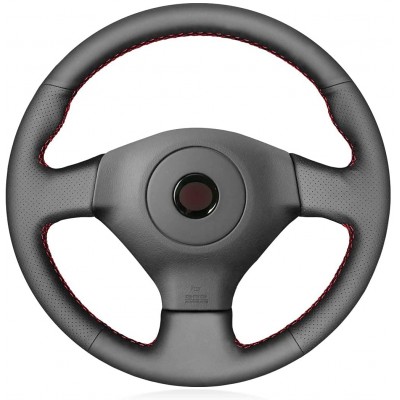 Loncky Custom Fit Hand Stitched Black Genuine Leather Car Steering Wheel Cover for Subaru Forester 2005 2006 2007 2008 Impreza WRX STI Legacy Outback for Saab 9-2X 2005 2006 Interior Accessories