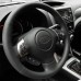 111Loncky Auto Custom Fit OEM Black Genuine Leather Steering Wheel Cover for Subaru Forester 2009 2010 2011 2012 2013 / Subaru Impreza 2008 2009 2010 2011 / Subaru Impreza WRX 2008-2014 / Subaru Legacy 2008 2009 Accessories
