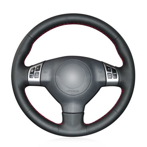 Loncky Auto Custom Fit OEM Black Genuine Leather Steering Wheel Covers for Suzuki Swift Sport 2005-2011 / Splash 2007-2015 / for Opel Agila 2008-2015 / for Vauxhall Agila 2008-2015 Accessories