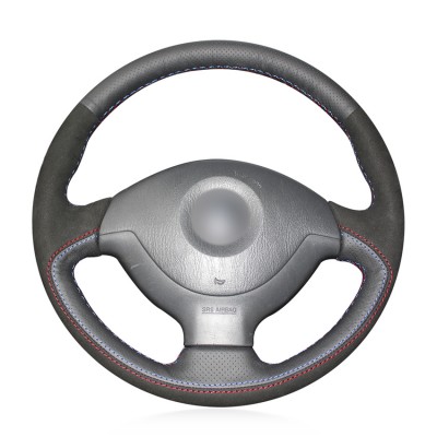 Loncky Auto Custom Fit OEM Black Genuine Leather Black Suede Steering Wheel Covers for Suzuki Jimny 2005 2006 2007 2008 2009 2010 2011 2012 2013 2014 Accessories