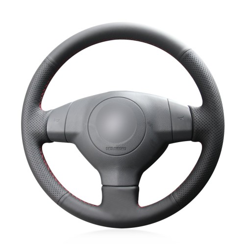 Loncky Auto Custom Fit OEM Black Genuine Leather Steering Wheel Covers for Suzuki SX4 2006-2013 / Alto 2009-2015 / Swift 2005-2011 / Splash 2007-2015 / for Opel Agila 2008-2015 / for Vauxhall Agila 2008-2015 Accessories