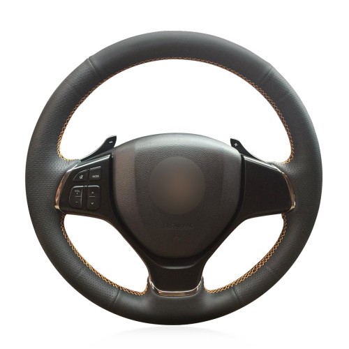 Loncky Auto Custom Fit OEM Black Genuine Leather Steering Wheel Covers for Suzuki Baleno 2016 2017 2018 2019 Alivio 2015 2016 2017 2018 2019 Accessories