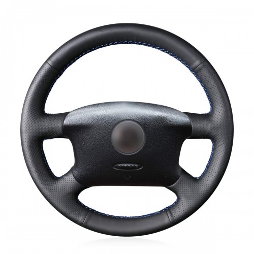 Loncky Auto Custom Fit OEM Black Genuine Leather Suede Steering Wheel Covers for Skoda Octavia 1999 2000 2001 2002 2003 2004 2005 Superb 2002 2003 2004 2005 Accessories