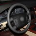 111Loncky Auto Custom Fit OEM Black Genuine Leather Car Steering Wheel Cover for Volkswagen VW Phaeton 2004 2005 2006 2007 2008 2009 Accessories