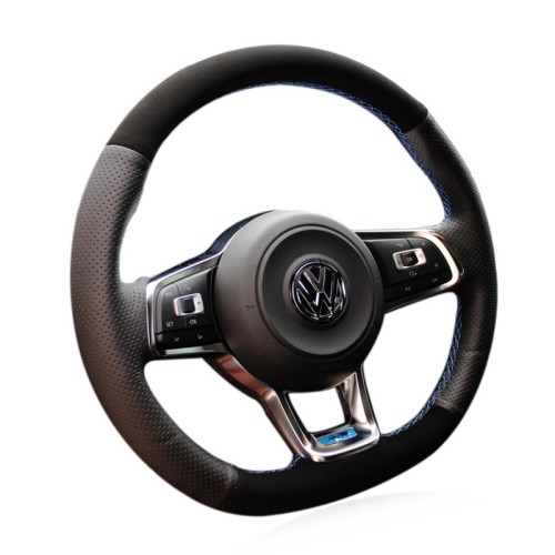 Loncky Auto Custom Fit OEM Black Suede Leather Car Steering Wheel Cover for Volkswagen VW Jetta GLI 2015-2020 / VW Golf R 2015-2019 / VW Golf 7 MK7 Golf GTI 2015 2016 2017 2018 2019 2020 Accessories