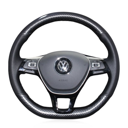 Loncky Auto Custom Fit OEM Black Genuine Leather Car Steering Wheel Cover for Volkswagen Atlas 2018 2019 2020 Accessories