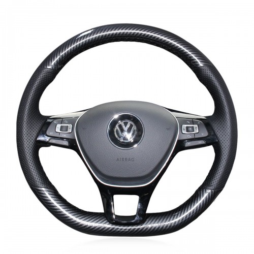 Loncky Auto Custom Fit OEM Black Genuine Leather Car Steering Wheel Cover for Volkswagen Atlas 2018 2019 2020 Accessories