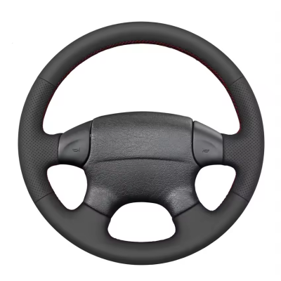 Loncky Black Genuine Leather Carbon Fiber Steering Wheel Cover for Volkswagen VW Jetta MK3 Golf Polo GTI Passat B4 1991-1998 Car Interior Accessories