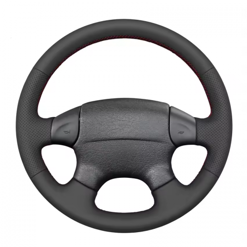 Loncky Black Genuine Leather Carbon Fiber Steering Wheel Cover for Volkswagen VW Jetta MK3 Golf Polo GTI Passat B4 1991-1998 Car Interior Accessories