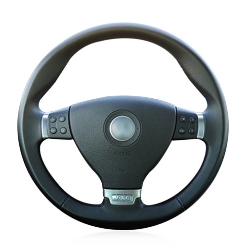 Loncky Auto Custom Fit OEM Black Genuine Leather Steering Wheel Cover for Volkswagen VW Passat R36 Accessories 