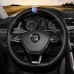 111Loncky Auto Custom Fit OEM Black Genuine Leather Car Steering Wheel Cover for Volkswagen VW Golf 7 Mk7 New Polo Jetta Passat B8 Tiguan Sharan Touran 2016 2017 Up Accessories