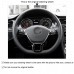 111Loncky Auto Custom Fit OEM Black Genuine Leather Car Steering Wheel Cover for Volkswagen VW Golf 7 Mk7 New Polo Jetta Passat B8 Tiguan Sharan Touran 2016 2017 Up Accessories